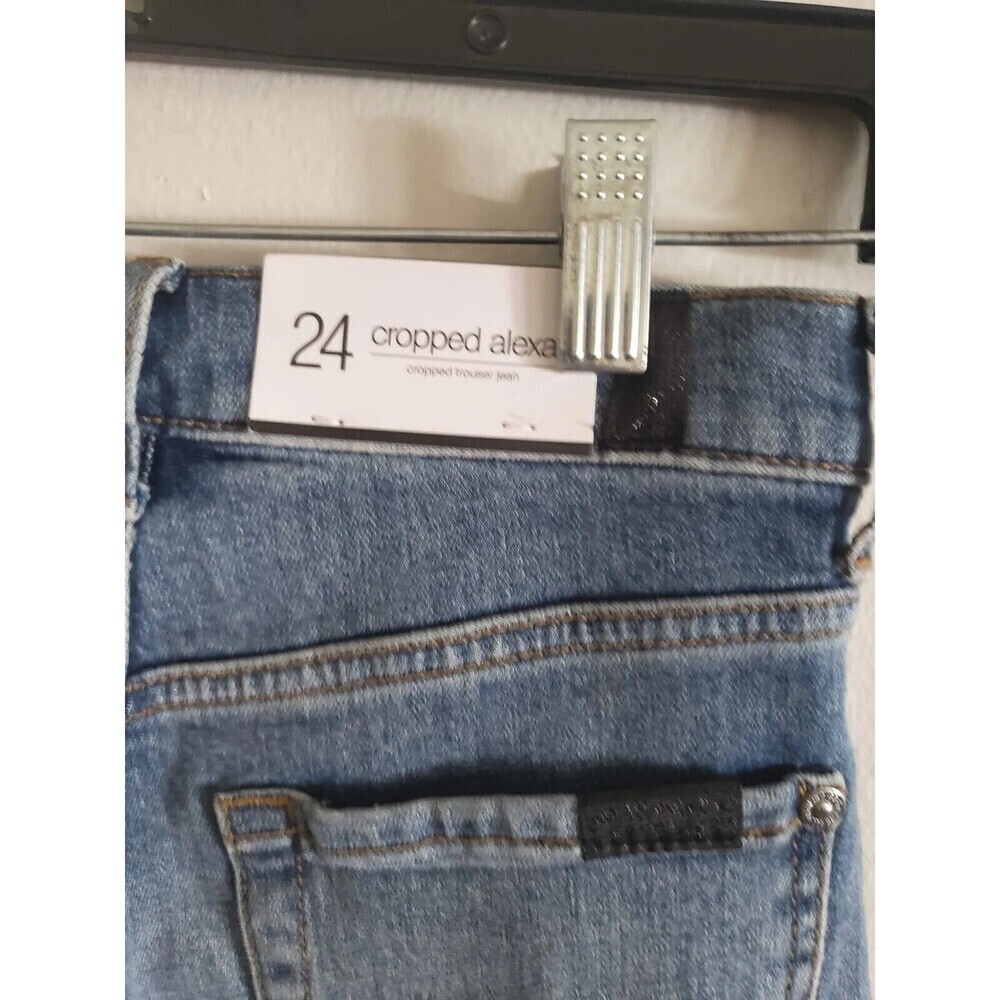 7 For All Mankind Cropped Jean Alexa Trouser Floral Embroided Wide Leg 24 New - Picture 4 of 9